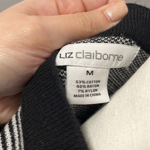 Liz Claiborne Herringbone Black and White Cardigan - Picture 5 of 6